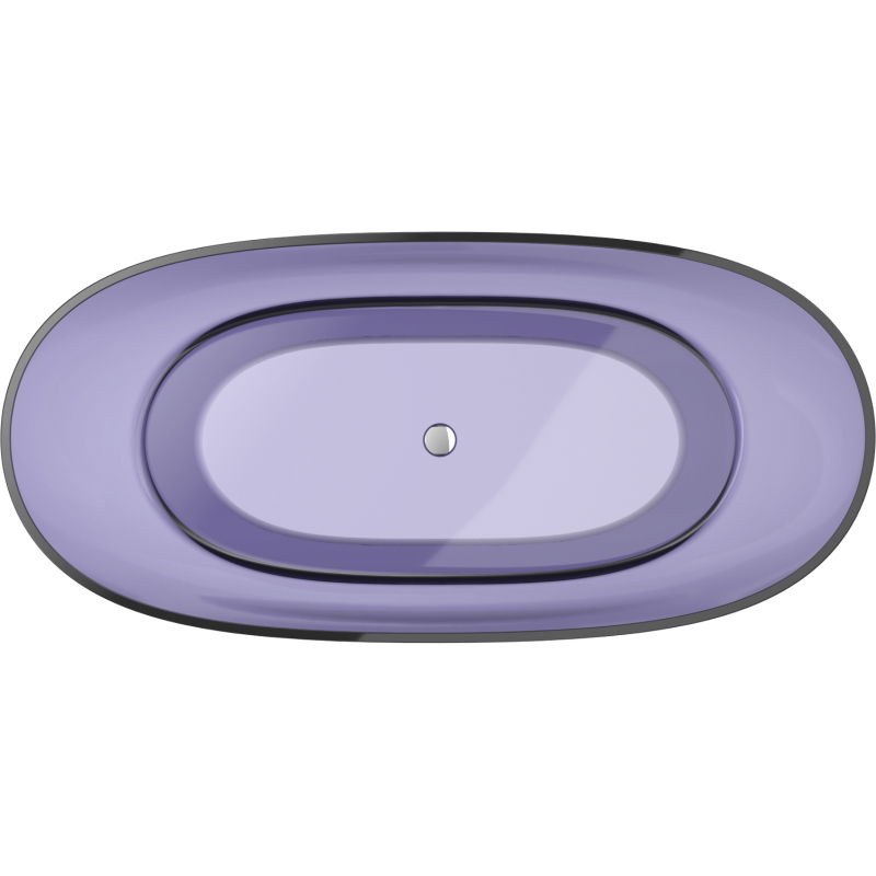 Mexen Pure tmavě modrá volně stojící transparentní vana 170 x 80 cm, chromová zátka - 58071708010