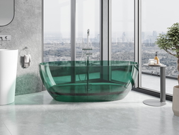 Mexen Pure teal volně stojící vana transparentní 170 x 80 cm, chromová zátka - 58071708011