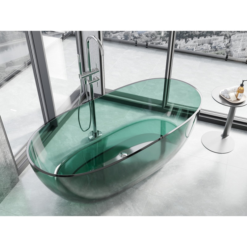 Mexen Pure transparentní volně stojící vana 170 x 80 cm, teal, chromová zátka - 58071708011