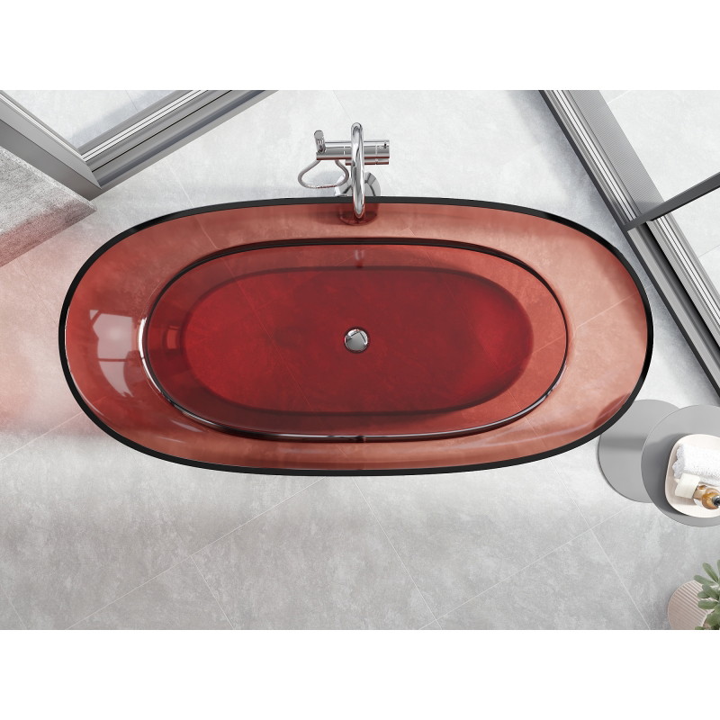 Mexen Pure volně stojící vana transparentní 170 x 80 cm, rose, chromový uzávěr - 58071708014