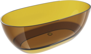 Mexen Pure Samostatně stojící průsvitná vana 170 x 80 cm, honey, chromová zátka - 58071708015
