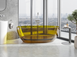 Mexen Pure honey volně stojící vana transparentní 170 x 80 cm, chromová zátka - 58071708015