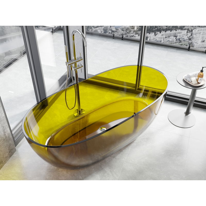 Mexen Pure honey volně stojící vana transparentní 170 x 80 cm, chromová zátka - 58071708015