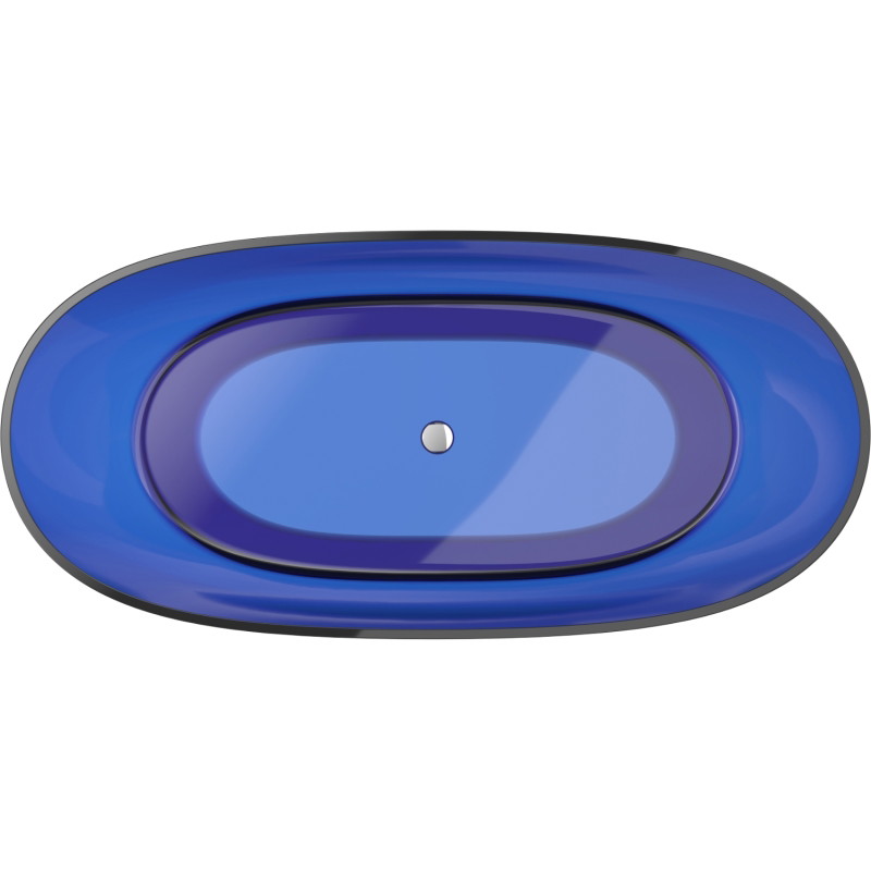 Mexen Pure samostatně stojící průhledná vana 170 x 80 cm, sapphire, chromová zátka - 58071708016