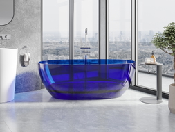 Mexen Pure samostatně stojící průhledná vana 170 x 80 cm, sapphire, chromová zátka - 58071708016