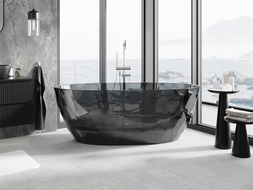 Mexen Orax černá vana volně stojící transparentní 170 x 80 cm, zástrčka chrom - 58081708013