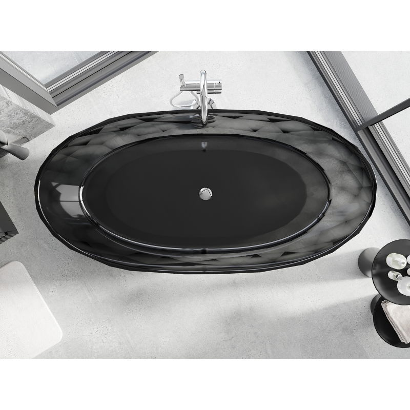 Mexen Orax černá vana volně stojící transparentní 170 x 80 cm, zástrčka chrom - 58081708013