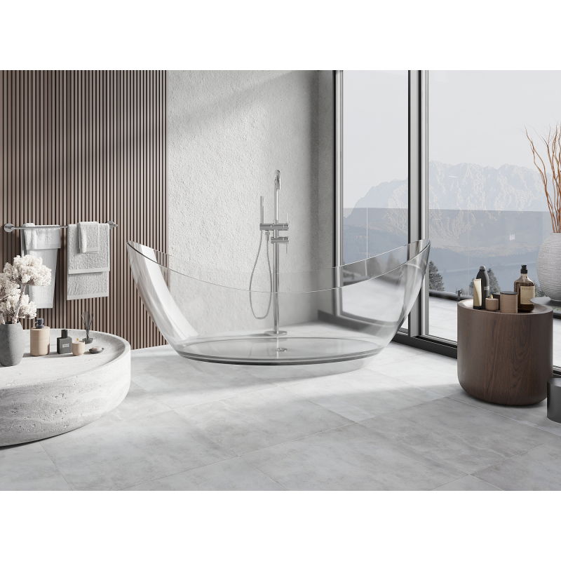 Mexen Vea čírá volně stojící vana průhledná 180 x 80 cm, zátka chrom - 58091808008