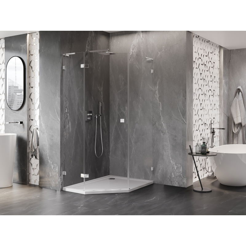 Mexen Lunar L Pantová pětistranná sprchová kabina vlevo 80 x 100 cm, transparentní, chrom - 831L-080L-100P-01-00-L