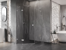 Mexen Lunar L sprchový kout pětiúhelníkový s otevíracími dveřmi vlevo 80 x 100 cm, transparentní, chromový