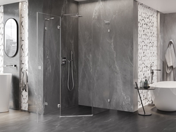 Mexen Lunar L pětiúhelníkový sprchový kout, otevírací, levý, 90 x 100 cm, transparentní, chrom - 831L-090L-100P-01-00-L