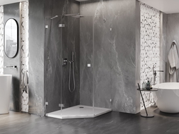 Mexen Lunar pětiúhelníková sprchová kabina otočná levá 80 x 100 cm, transparentní, chrom - 831-080L-100P-01-00-L