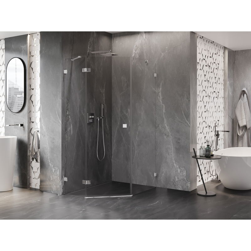 Mexen Lunar pětiúhelníková sprchová kabina otočná levá 90 x 100 cm, transparentní, chrom - 831-090L-100P-01-00-L