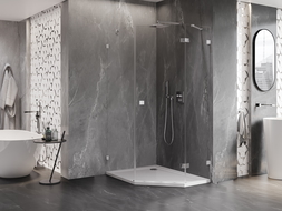 Mexen Lunar pravoúhlý sprchový kout, sklápěcí pravá 80 x 90 cm, transparentní, chrom - 831-080P-090L-01-00-P