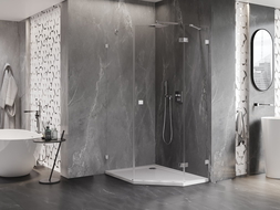 Mexen Lunar pětiúhelníková sprchová kabina výklopná pravá 80 x 100 cm, čirá, chrom - 831-080P-100L-01-00-P