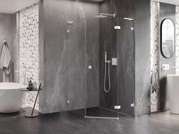 Mexen Lunar L pětiúhelníková sprchová kabina výklopná pravá 80 x 100 cm, transparentní, bílá - 831L-080P-100L-20-00-P