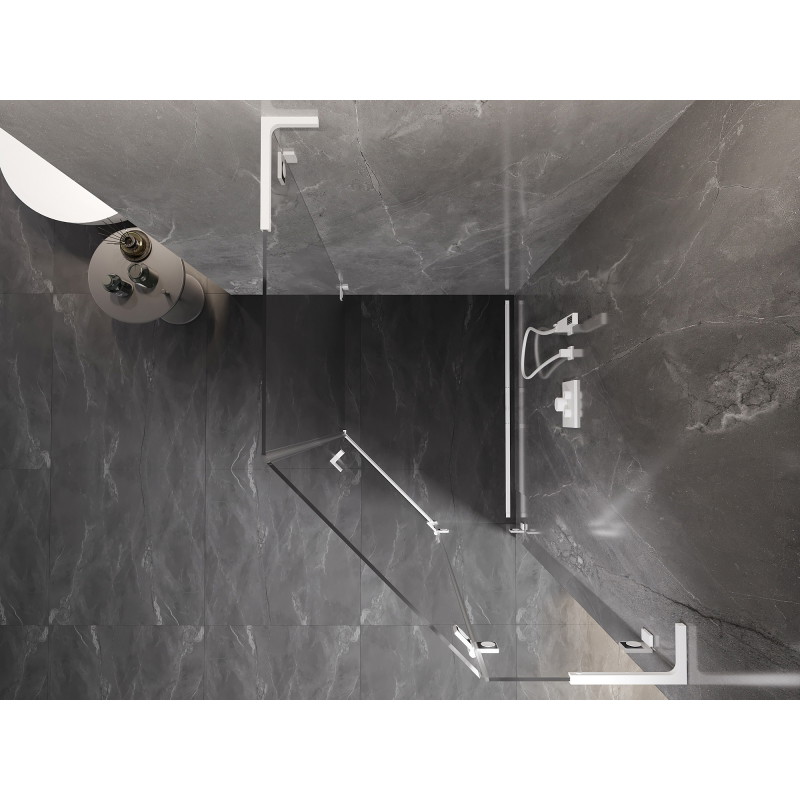 Mexen Lunar L sprchový kout pětiúhelníkový, pravý, 80 x 100 cm, transparentní, bílý - 831L-080P-100L-20-00-P