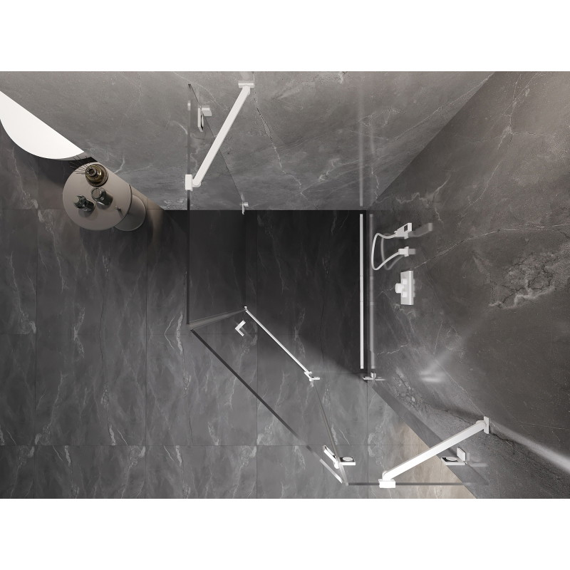 Mexen Lunar pravoúhlá sprchová kabina pětihranná pravá 80 x 90 cm, transparentní, bílá - 831-080P-090L-20-00-P