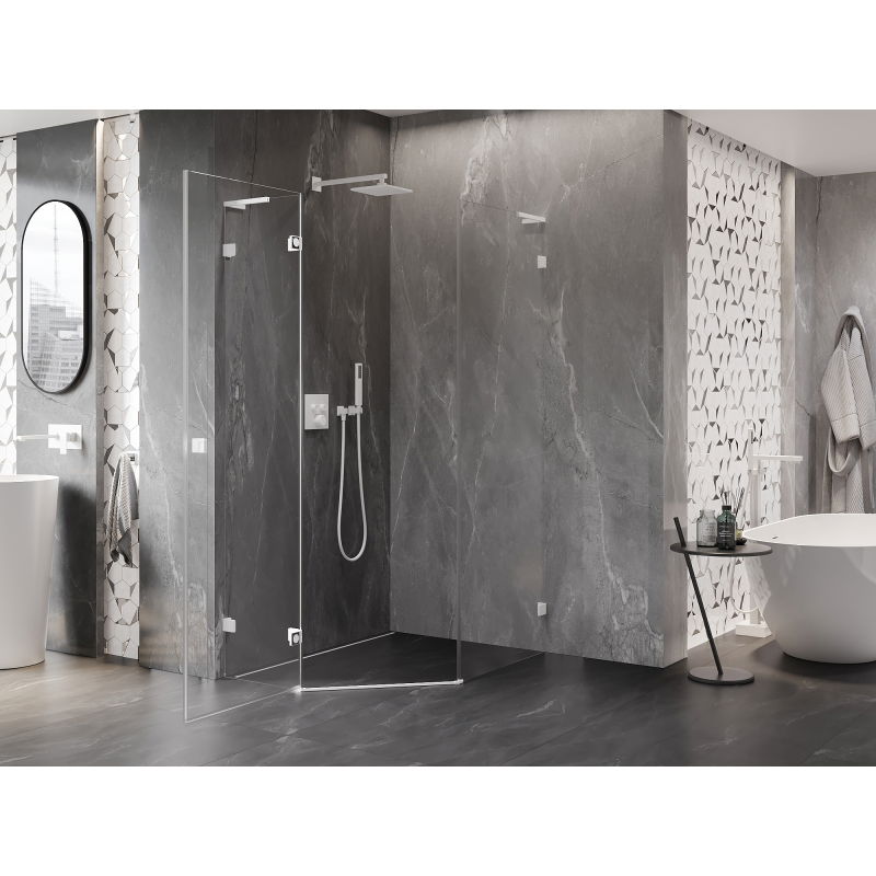 Mexen Lunar L pětiúhelníková sprchová kabina s otevíráním vlevo 90 x 100 cm, transparentní, bílá - 831L-090L-100P-20-00-L