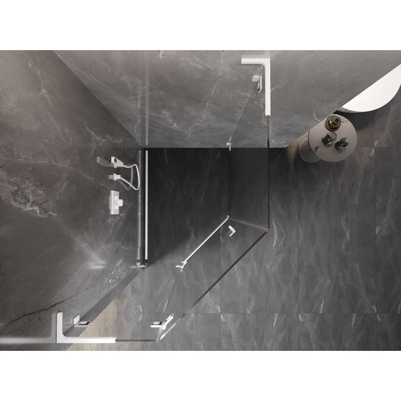 Mexen Lunar L pětiúhelníková sprchová kabina s otevíráním vlevo 90 x 100 cm, transparentní, bílá - 831L-090L-100P-20-00-L