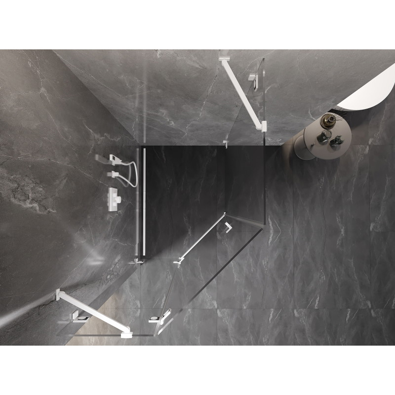 Mexen Lunar pětiúhelníkový sprchový kout s levými otočnými dveřmi 80 x 100 cm, průhledný, bílý