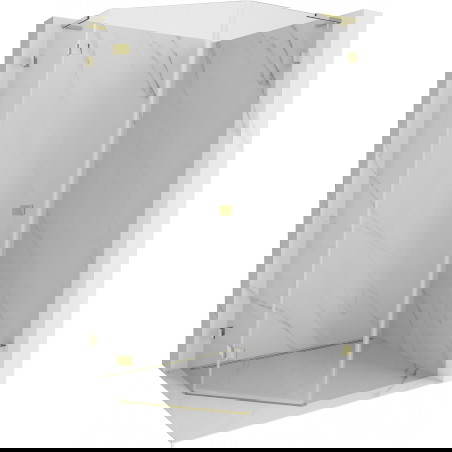 Mexen Lunar L osvětlovací kabina pětihranná otočná levá 80 x 100 cm, transparentní, zlatá - 831L-080L-100P-50-00-L