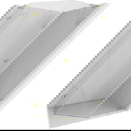 Mexen Lunar L pětiúhelníková sprchová kabina výklopná levá 80 x 100 cm, transparentní, zlatá - 831L-080L-100P-50-00-L