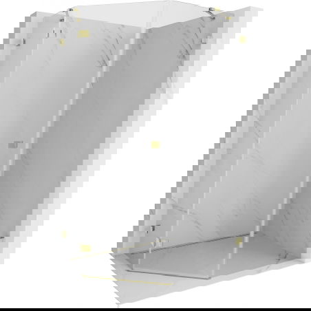 Mexen Lunar pětiúhelníková sprchová kabina, sklápěcí levá 80 x 100 cm, transparentní, zlatá - 831-080L-100P-50-00-L