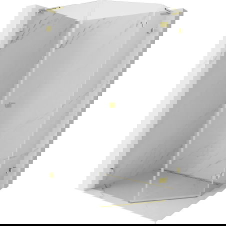 Mexen Lunar L pětiúhelníková sprchová kabina výklopná pravá 80 x 100 cm, transparentní, zlatá - 831L-080P-100L-50-00-P