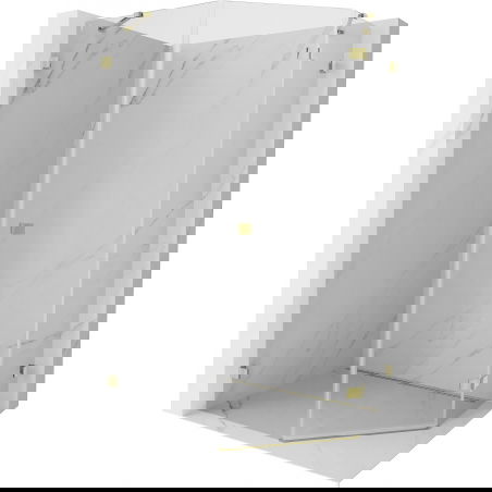 Mexen Lunar pětiúhelníková sprchová kabina, pravé otevírání, 80 x 100 cm, transparentní, zlatá - 831-080P-100L-50-00-P