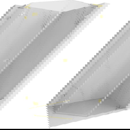 Mexen Lunar L pětiúhelníkový sprchový kout levý 80 x 90 cm, transparentní, zlatý kartáčovaný - 831L-080L-090P-55-00-L