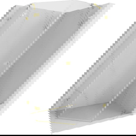 Mexen Lunar pětiúhelníkový sprchový kout otevírací levý 80 x 100 cm, transparentní, zlatý kartáčovaný - 831-080L-100P-55-00-L