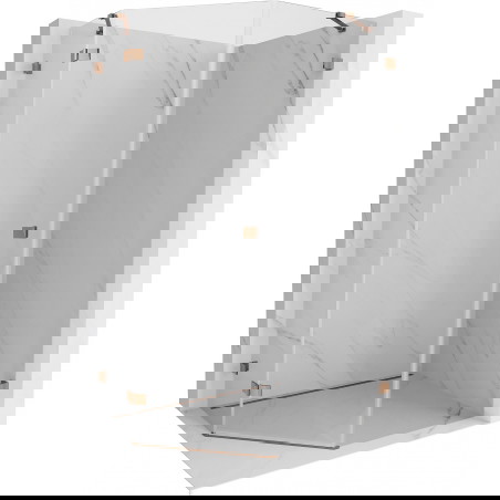 Mexen Lunar pětiboká sprchová kabina, výklopná levá, 80 x 100 cm, transparentní, růžové zlato - 831-080L-100P-60-00-L