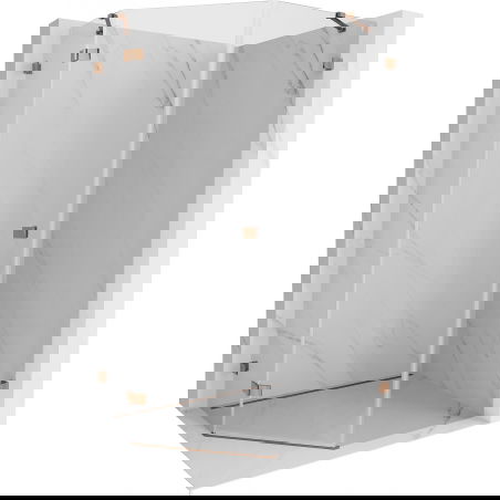 Mexen Lunar pětiúhelníková sprchová kabina s levým otevíráním 90 x 100 cm, transparentní, růžové zlato - 831-090L-100P-60-00-L