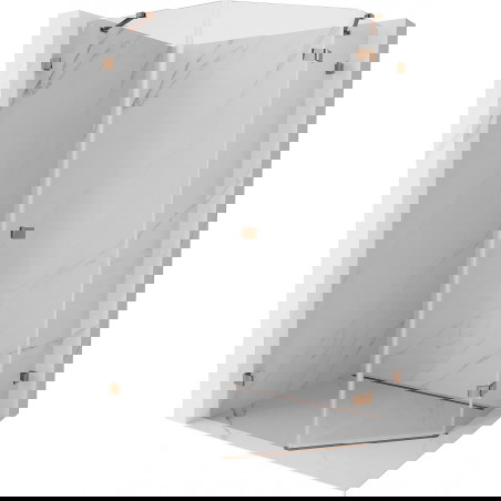 Mexen Lunar pětiboká sprchová kabina s otvíracími dveřmi pravá 80 x 100 cm, transparentní, růžové zlato