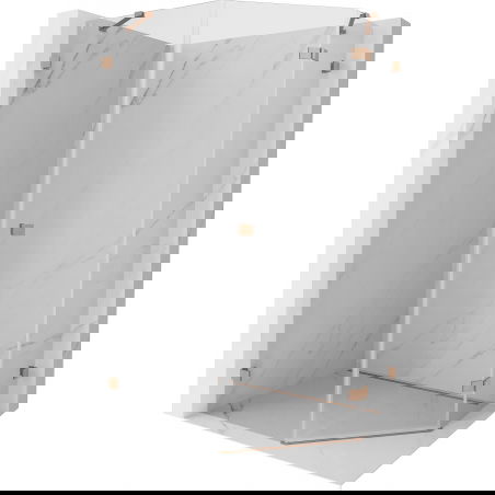 Mexen Lunar pětiboká sprchová kabina pravá 80 x 100 cm, transparentní, kartáčovaná měď - 831-080P-100L-65-00-P