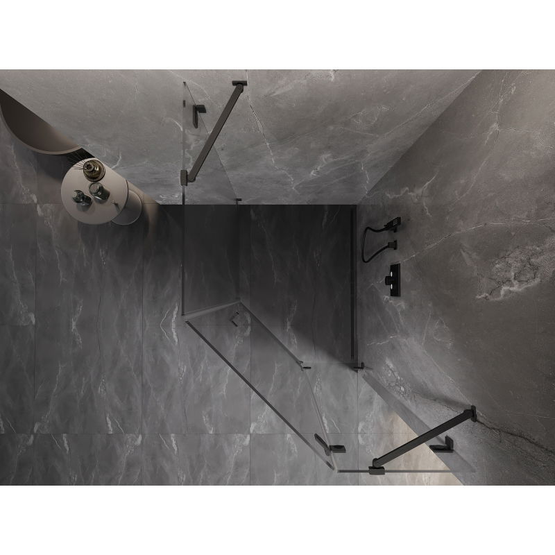 Mexen Lunar pentagonální sprchový kout s otevíráním doprava 80 x 100 cm, transparentní, kartáčovaný gun gray