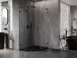 Mexen Lunar L pětiúhelníková sprchová kabina levá 80 x 90 cm, transparentní, černá - 831L-080L-090P-70-00-L