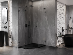 Mexen Lunar L pětiúhelníková sprchová kabina levá 80 x 100 cm, transparentní, černá - 831L-080L-100P-70-00-L