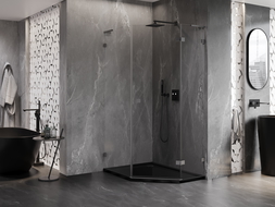 Mexen Lunar L pravoúhlý sprchový kout pětistranný 80 x 100 cm, transparentní, gun metal - 831L-080P-100L-95-00-P