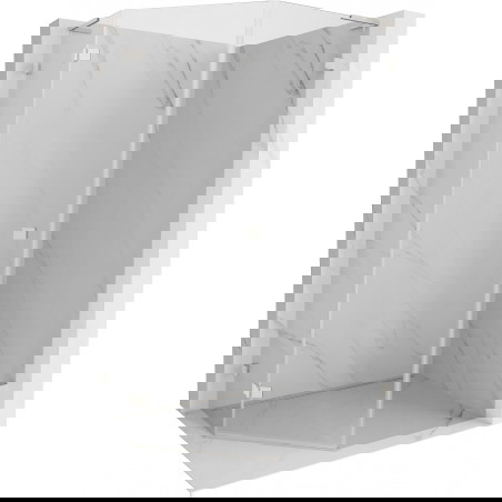 Mexen Lunar L pětiúhelníková sprchová kabina výklopná levá 80 x 100 cm, transparentní, kartáčovaný nikl