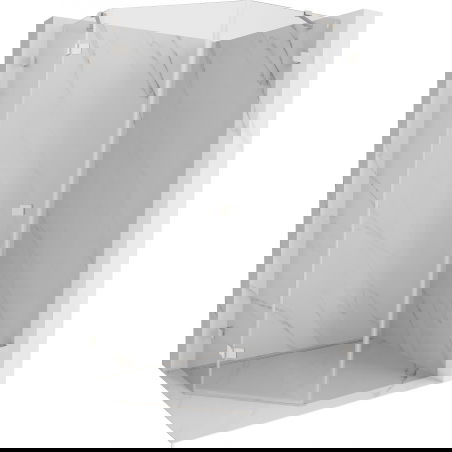 Mexen Lunar kabina sprchová pětiúhelníková otočná levá 80 x 100 cm, transparentní, kartáčovaný nikl