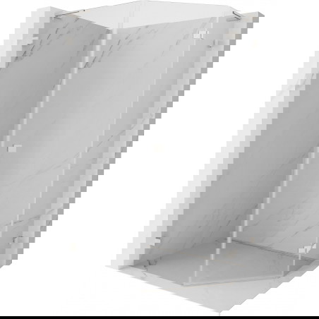 Mexen Lunar L pentagonální sprchový kout s otočnými dveřmi pravý 90x100 cm, transparentní, kartáčovaný nikl