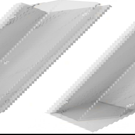 Mexen Lunar sprchový kout pětiúhelníkový otočný pravý 80 x 100 cm, transparentní, kartáčovaný nikl