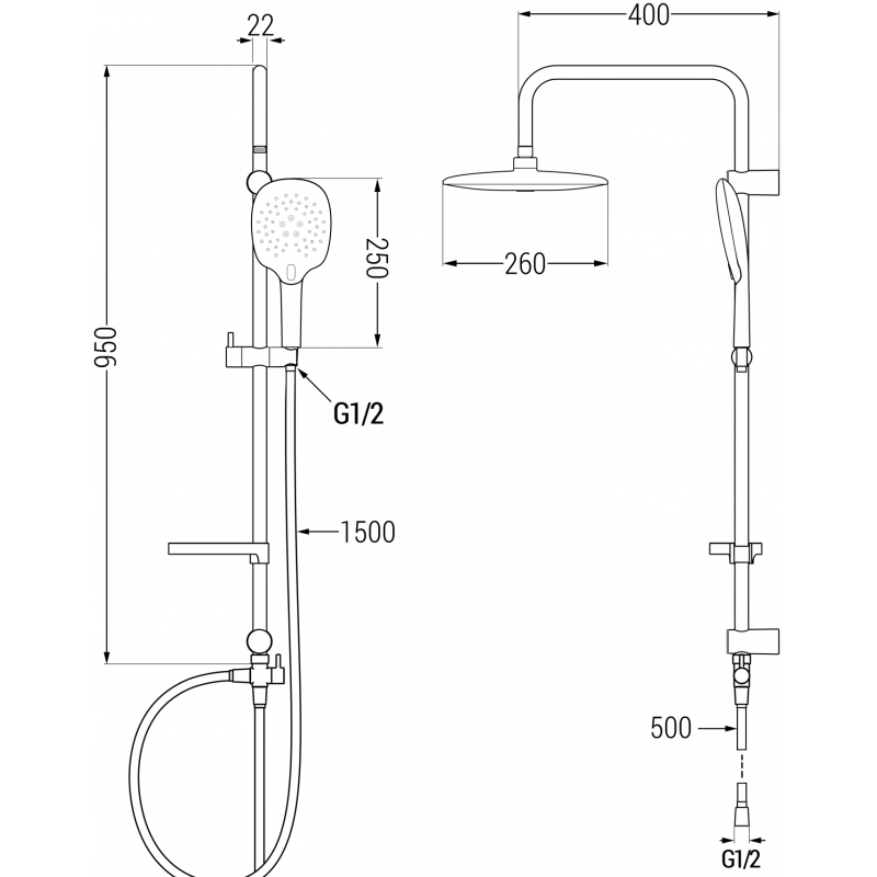 Mexen X22 sprchová sloup, černá - 798222291-70