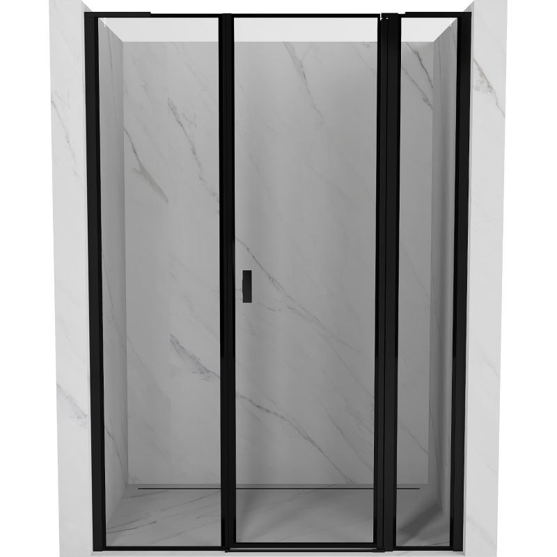 Mexen Mist L sprchové dveře otevíravé pravé 150 cm, černý rámy, černé - 8A4L-150-001-70-70-P