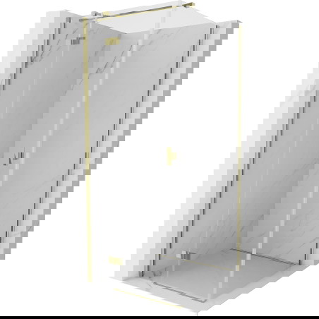 Mexen Mist-H T skleněná sprchová kabina sklápovací levá 110 x 110 cm, průhledná, zlatá - 8A5T-110-110-50-00-L