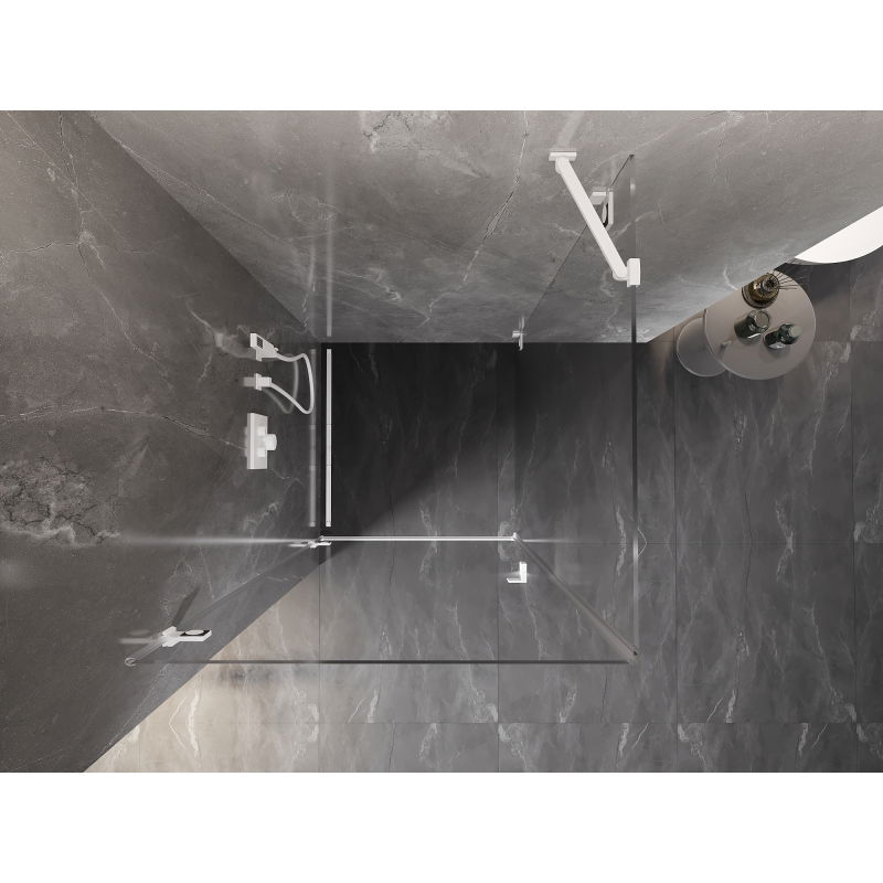 Mexen Lunar-B sprchový kout výklopný levý 70 x 70 cm, průhledný, bílá - 832-070-070-20-00-L