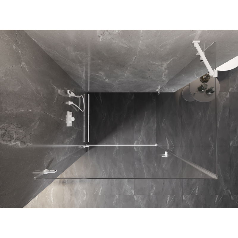 Mexen Lunar-B sprchová kabina jednokřídlá levá 90 x 80 cm, průhledná, bílá - 832-090-080-20-00-L