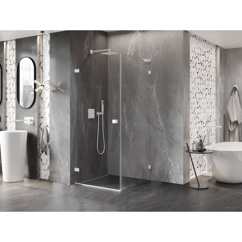 Mexen Lunar-B L sprchový kout s jednokřídlými dveřmi vlevo 90 x 90 cm, průhledný, bílý - 832L-090-090-20-00-L